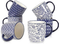 Selamica 10 oz Coffee Mugs Set of 6 with Handle, Coffee Cups Ceramic for Cappuccino Latte Cocoa Milk Tea, Dishwasher Microwave Safe, Vintage Blue