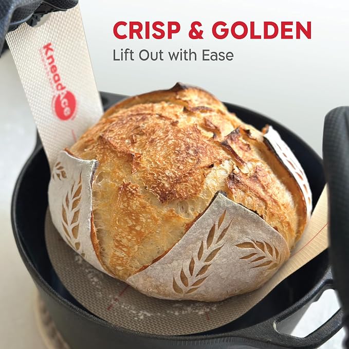 KneadAce Sourdough Silicone Bread Sling for Dutch Oven, 2 Pack Oval & Round | Nonstick Reusable Sourdough Sling with Long Handles, Heat Resistant to 450°F, Dishwasher Safe, Easy-Lift Baking Mat Liner