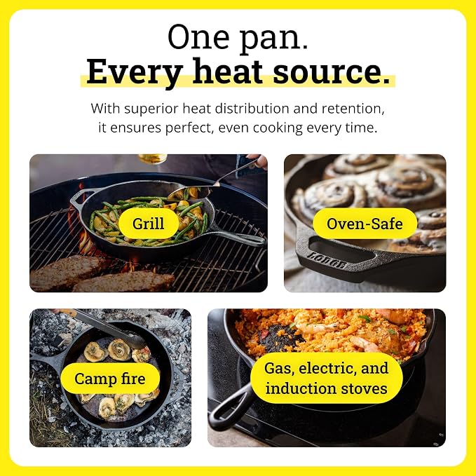 Lodge Seasoned Cast Iron Skillet 10.25 Inches - PFAS-Free, Non-Toxic Cookware - Use with an Oven, Stove, Grill, or Campfire - Naturally Non-Stick & Oven Safe