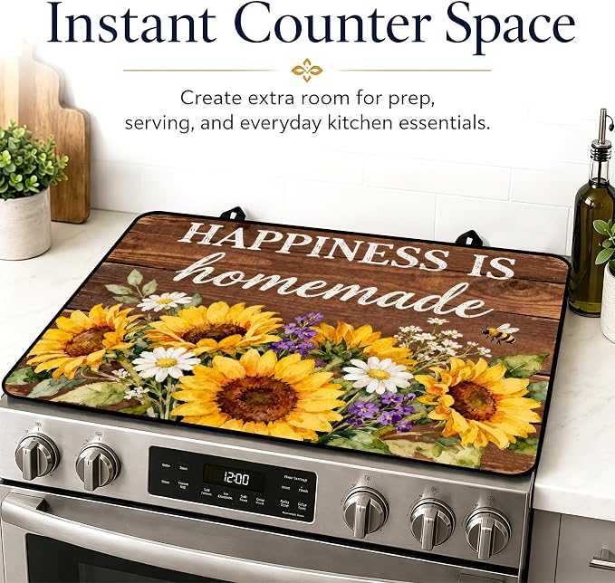 Stove Top Covers with A Non-slip Rubber Coating | protect Your Stove from Scratches, Extend Countertop Space, and Add A Classic Kitchen Touch