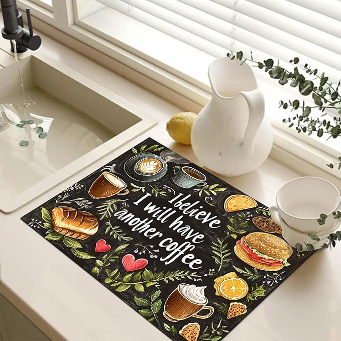 HOMETITUTE Coffee Quote Stove Top Cover 28x20 Diatomite Heat Resistant Mat