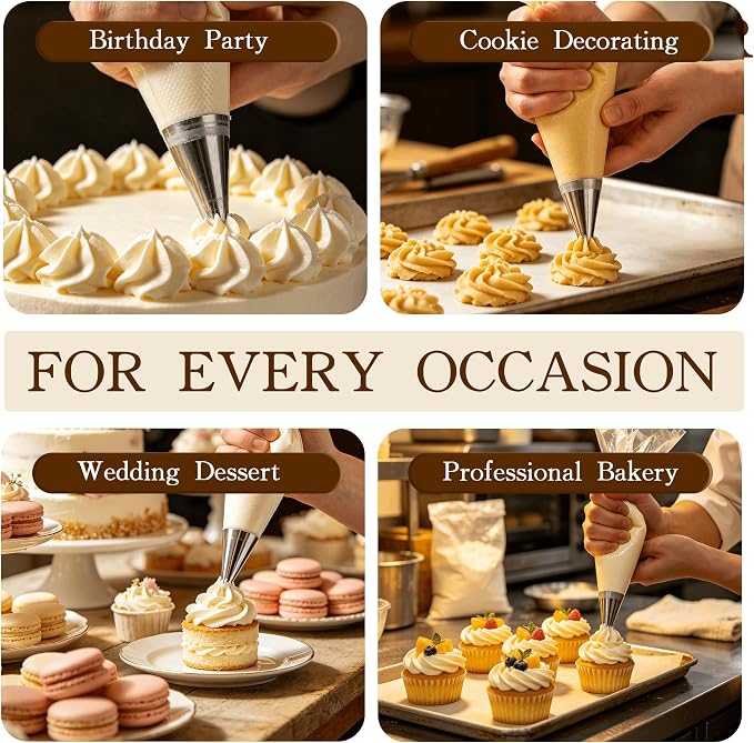 8Pcs Large Piping Tips Set, 304 Stainless Steel Cake Piping Tips, Pastry Frosting Icing Tips for Decorating Cookies, Cupcakes & Birthday Cake, Dishwasher Safe