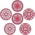 SMARTAKE 6 Set Silicone Trivet Mats for Hot Dishes Pots and Pans (Red) | Heat Resistant Pots and Pans Holders, Non-Slip Flexible Pads Coasters for Countertops Table, Modern Kitchen Decor Accessories