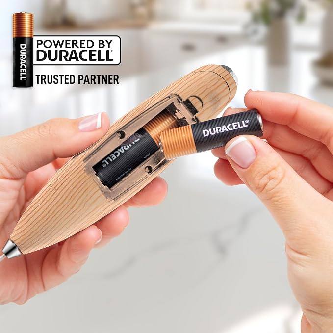 Zulay Kitchen Powerful Milk Frother Wand With Duracell Batteries - Ultra Fast Handheld Drink Mixer - Electric Whisk Foam Maker for Coffee, Lattes, Cappuccino & Matcha - Z1 Motor - Maple