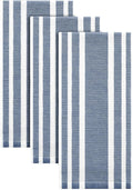Homaxy Premium Cotton Stripe Kitchen Towels 3 Pack, 18"x 28", Navy Blue | Large 380 GSM Kitchen Hand Towels, Soft Terry Dish Towels, Highly Absorbent Tea Towel Set with Hanging Loop