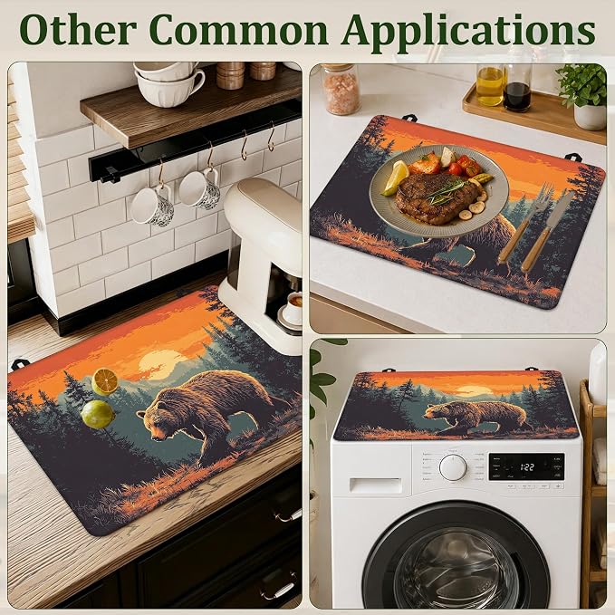 Bear Mountain Sunset Stove Top Covers for Electric Stove,Electric Gas Stove Pad Heat Resistant Range Cooktop Protector for Home Decor Kitchen 28.5"x20.5"