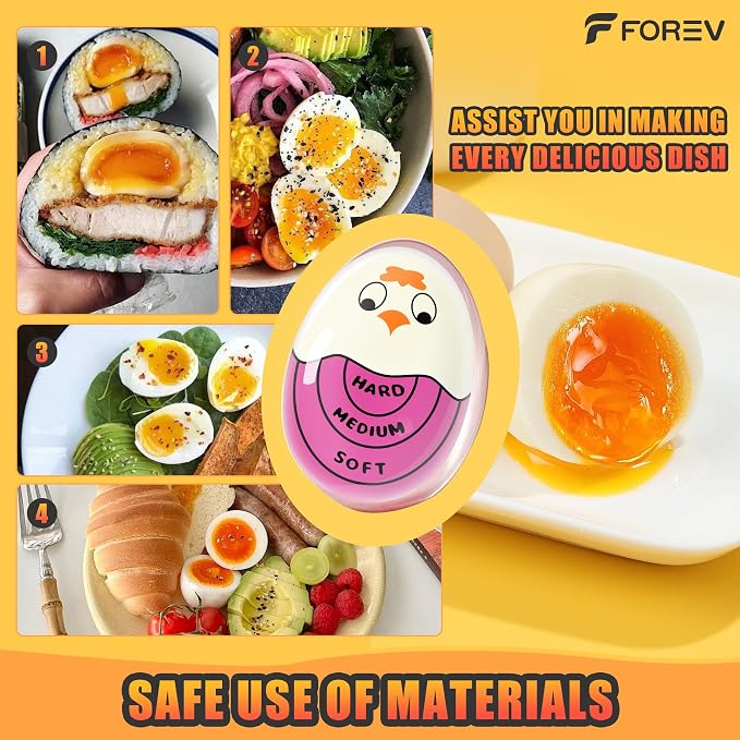 FOREV Egg Timers for Hard Boiled Eggs Timer, Purple 2pcs | BPA-Free, Color Changing Tells When Eggs are Ready