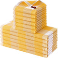 Homaxy Kitchen Towels and Dishcloths Set, Set of 12, White & Golden Yellow | Bulk Cotton Waffle Weave Check Plaid Kitchen Towels, Super Soft and Absorbent Dish Cloths, 12 x 12 and 13 x 28 Inches
