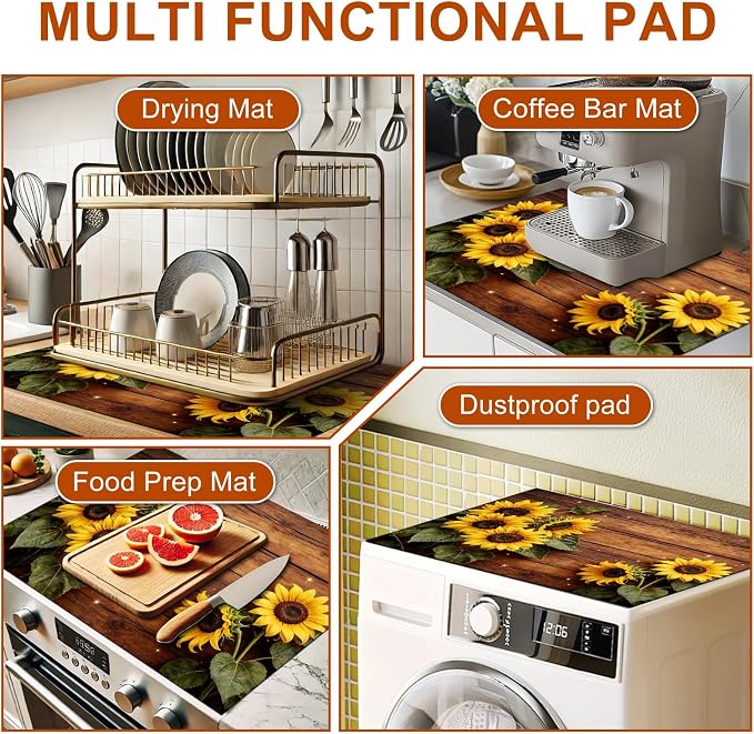 HOMETITUTE Spring Stove Top Cover 28x20 Sunflower Inspirational Heat Resistant