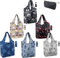 BeeGreen Turtle Reusable Grocery Bags Frog Elephant Penguin Jellyfish Shopping Bags Bulk 50LBS X-Large Heavy Duty 6 Pieces