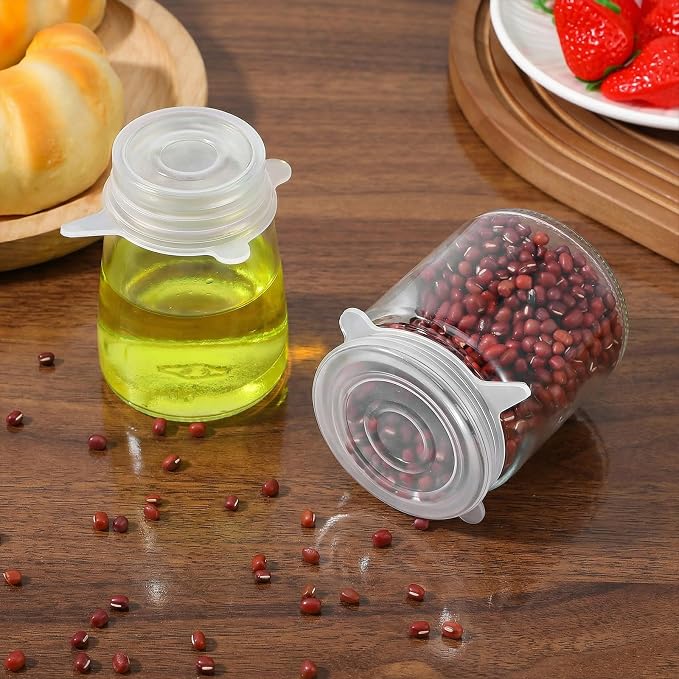 10 Pcs Silicone Stretch Lids, 2 Inch Reusable Jar Lids | for Jars Bottles Small Yogurt Jars Milk Bottles Cans, Leakproof Elastic Caps for Food Storage