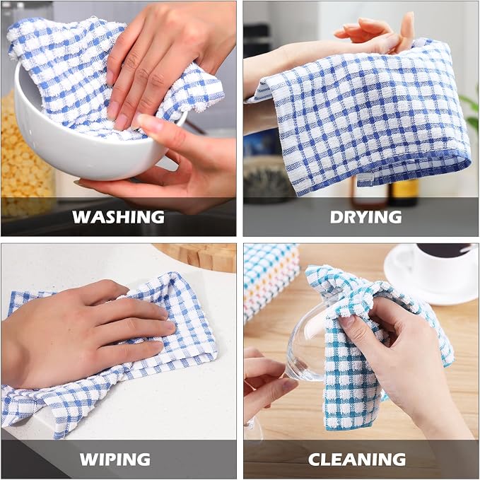 Kitchen Dish Rags for Washing Dishes, 100% Cotton Dish Cloths | Good absorption, for cleaning drying wiping, dish cloths ,quick dry, 100% cotton,12x12 inches, pack 8, small dish towels