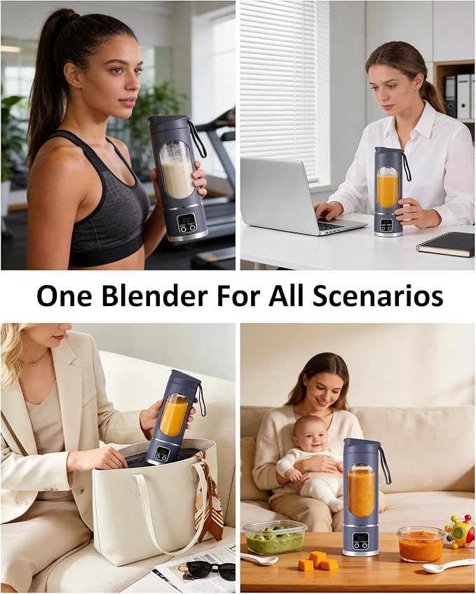 Easywave Portable Blender, Personal Electric USB, 500ml, Purple, Stainless Steel Blade, Battery Powered, 50W, Mini Blender for Blending