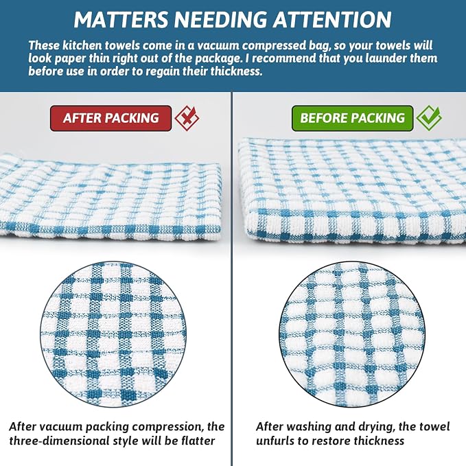 Nialnant 8 Pcs Kitchen Dish Rags,100% Cotton Soft Absorbent Quick Drying Dish Cloths for Kitchen,Washing Dishes,Cleaning rags-11 x 11In (Pack of 2)