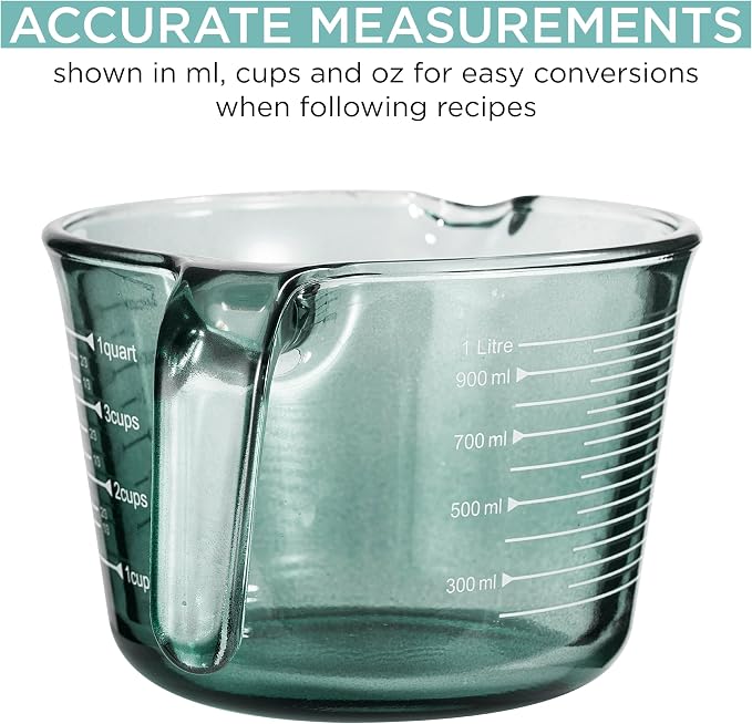 COOK WITH COLOR Glass Measuring Cups - Ideal for Cooking and Baking, Green