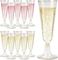 GuanQiao 200 Pack Plastic Champagne Flutes, 5.5 OZ Disposable Plastic Champagne Glasses with Gold Glitter, Wine Glasses Cups for Wedding Celebration Party Wine Tasting New Years Eve Supplies