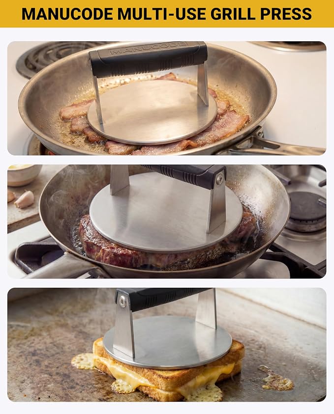 Smash Burger Press, Dishwasher Safe, 7 in Round, 2.7 lb
