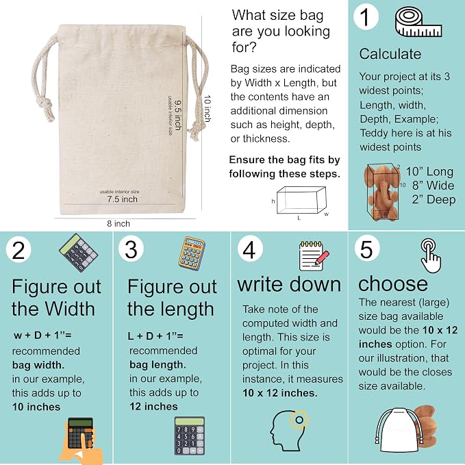 100Pcs 3 x 4 Inches Premium Cotton Muslin Double Drawstring Bags, Reusable Bag Natural Cotton Bags with Drawstring Produce Bags Bulk Gift Bag Jewelry Pouch for Party Wedding Home Storage