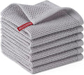 Kitchen Towels 6-Pack Kitchen Dish Cloths,100% Cotton,12x12 In,Light Grey | Towels Waffle Weave,Ultra Soft Absorbent, Quick Drying