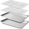 Baking Sheet, 2 Pack Half Sheet Pan with Stainless Steel Wire Rack Set - Easy Clean Cookie Sheets for Baking