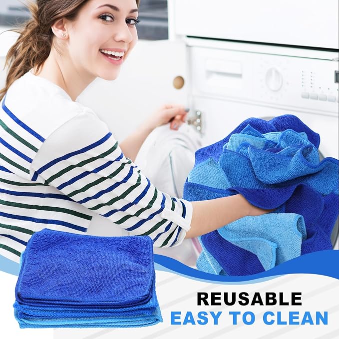 30 Pcs Dry Erase Cloth,6 X 6 Inch,Blue/Light Blue/Dark Blue | Cleaning Rags Reasonable Whiteboard Cloth Kitchen Towels Microfiber Towels Cars Wash