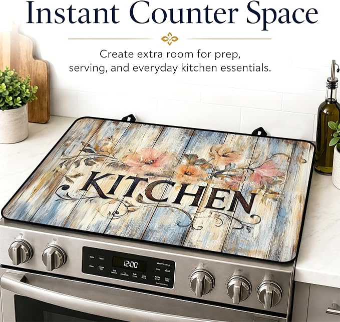 Stove Top Covers with A Non-slip Rubber Coating | protect Your Stove from Scratches, Extend Countertop Space, and Add A Classic Kitchen Touch