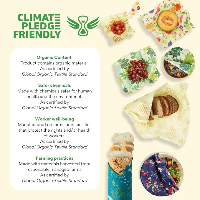 Bee's Wrap Beeswax Produce Bags, 2 Pack - Meadow Magic | Organic Beeswax Wraps - Plastic Free - Reusable Produce Storage - Fruits, Vegetables & Farmers Market - Made in USA