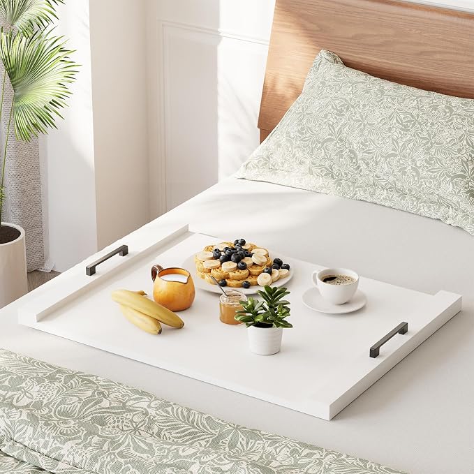 SpaceAid Noodle Board Stove Kitchen Cover with Handles, Top Covers for Gas Burners and Electric Stove, Oven Decor Accessories Wood Tray for Countertop, White Bamboo