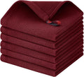 Homaxy 100% Cotton Waffle Weave Dish Cloths, 6 Pack, Burgundy | Soft and Absorbent Dish Towels, 12 x 12 Inches Quick Dry Dish Rags