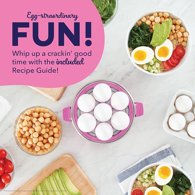 PEEPS & Dash Rapid Egg Cooker, Bunny Omelette Mold, Pink | Electric Egg Poacher, Boiler, Steamer & Omelette Maker Machine, Soft or Poached Eggs for Breakfast, Auto Shut-Off, BPA-Free