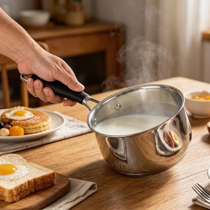 HaWare 3 Quart Saucepan, Stainless Steel Tri-Ply Bottom Sauce Pot with Lid