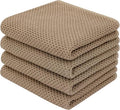Homaxy 100% Cotton Waffle Weave Kitchen Dish Towels 4-Pack, Tan | 13 x 28 Inches, Ultra Soft Absorbent Dish Towels, Quick Drying Cleaning Towels