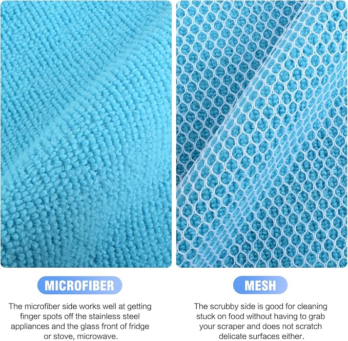 Dish Cloths for Washing Dishes with Scrub Side, Microfiber Dish Rags | Dual-sided microfiber dish cloths with scrubber for stuck-on food, quick dry kitchen washcloths 9 Pack, Mixed Colors 12 Inch