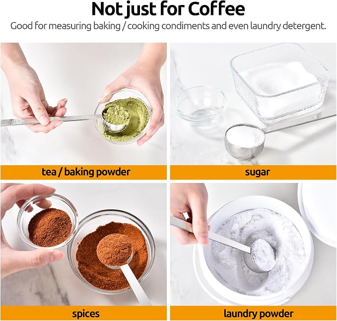 U-Taste Coffee Scoop 1&2 Tablespoon: 18/8 Stainless Steel Measuring Scooper for Ground Coffee, Bean, Powder, Espresso, 8.5in Long Handle Metal Meaure Spoon for Canister, Jar (1&2Tbsp/15&30ml, Silver) | 18/8 Stainless Steel Tablespoon Scoop, Long Metal ...
