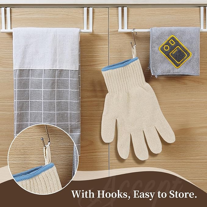 Hovico Heat Resistant Oven Gloves, Ove Glove BBQ Gloves Heat Resistant Cooking Oven Mitts with Fingers Grilling Glove, Full Hand Protection, Grill Gloves for Outdoor Hot Food Handling (Set of 2)