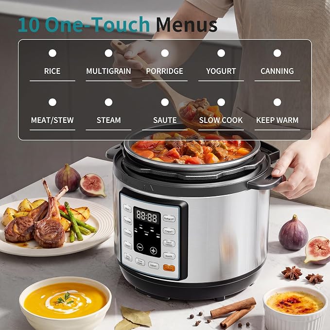 OLIXIS 10-In-1 Electric Pressure Cooker, 3 Quart Multi Cooker for Rice, Stew and Steam, Small Programmable Stainless Steel Pot with Slow Cook Function and Ceramic Inner Pot