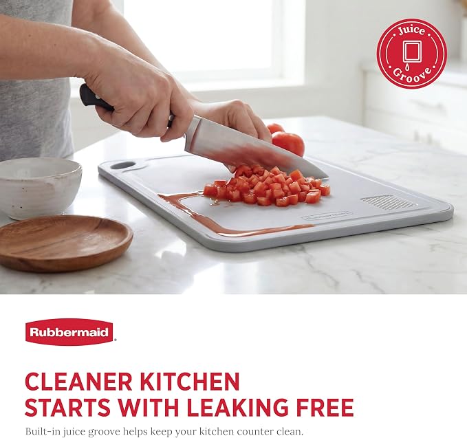 Rubbermaid Stainless Steel Cutting Board, Dishwasher Safe Double Sided Cutting Boards for Kitchen | BPA Free Non Toxic Chopping Board for Meat, Veggies & Fruits | Wheat Fiber & Steel Cutting Board