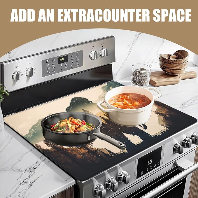 Bigfoot Mountain Forest Stove Top Covers for Electric Stove, Electric Gas Stove Pad Heat Resistant Range Cooktop Protector for Home Decor Kitchen 28"x20"