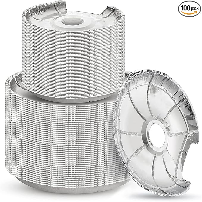 Aluminum Electric Stove Burner Covers (100 Pack) Round Heavy Duty Disposable Stove Burner Liners (6 & 8 Inch) Stove Eye Covers, Stove Top Covers for Electric Stove Burner Covers for Electric Stove
