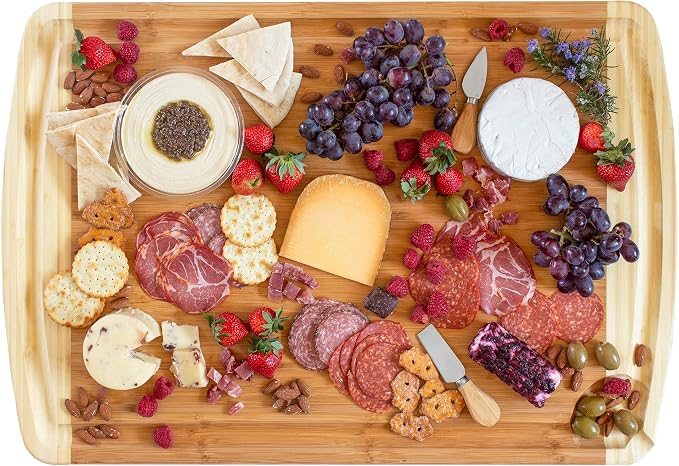 Totally Bamboo 30" x 20" Bamboo Wood Extra Large Cutting Board, Stove Top Cover or Over the Sink Chopping Block, Noodle Board and Giant Charcuterie Serving Tray