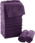 MOONQUEEN Ultra Soft Premium Washcloths Set - 12 x 12 inches - 24 Pack - Quick Drying - Highly Absorbent Coral Velvet Bathroom Wash Clothes - Use as Bath, Spa, Facial, Fingertip Towel (Plum)