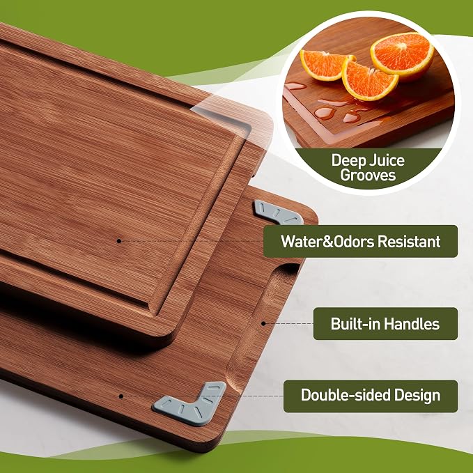 Extra Large Bamboo Cutting Board with Non Slip Feet and Over Sink Butcher Block Chopping Board Nice Solid Thick Wooden Juice Groove Big Xl XXl xlarge Best Hardwood Kitchen Counter Organic