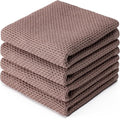 BOOMIBOO 4-Pack Dish Towels,100% Cotton Waffle Weave,13x28 in,Brown | Ultra Soft Absorbent, Quick Drying