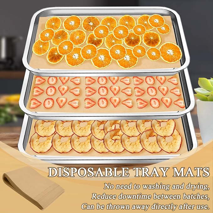 200 PCS Freeze Dryer Tray Mats for Harvest Right Freeze Dryer X-Large Trays, Non-Stick Baking Mats One-Off Parchment Paper(X-Large) (Half Tray Size)