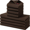 Homaxy 8 Pack 100% Cotton Kitchen Towels and Dishcloths Set, Dark Brown | 12 x 12 Inches and 13 x 28 Inches Kitchen Towels Set, Ultra Soft Absorbent Dish Cloths for Washing Dishes