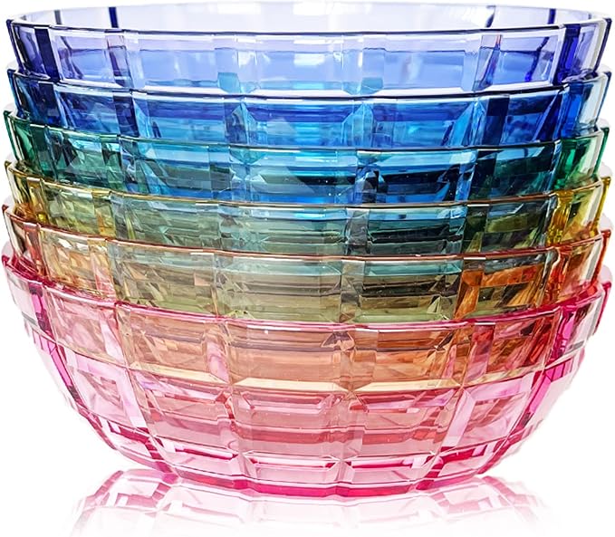 SCANDINOVIA - 13oz Unbreakable Premium Bowls Set Of 6 - Made in Japan - Super Grade Acrylic Plastic - Perfect for Gifts - Dishwasher Safe - Serving Ice Cream Candy Cereal Cereal Popcorn Salad Reusable | 400 ml — sized for ice cream, snacks, fruit & app...