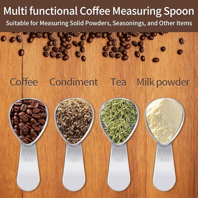 3 Pcs Coffee Scoop,1 Tbsp Coffe Spoons for Tea,Sugar,Flour or Coffe | 1 Tbsp Stainless Steel Measuring Spoon,Tablespoon,Short Handle,Laser Engraved Mark,Drop Resistant