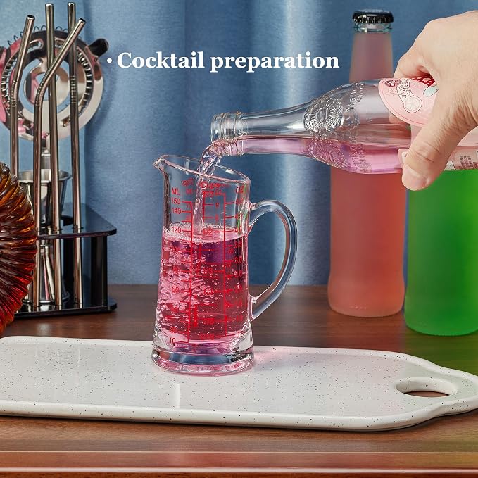 Ackers Glass Measuring Cup 5 Oz/150ml Shot Glass Measuring Cup with V-Spout,Insulated handle