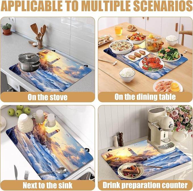 lighthouse Stove Top Covers for Electric Stove, Electric Gas Stove Pad Heat Resistant Range Cooktop Protector for Home Decor Kitchen 28"x20"