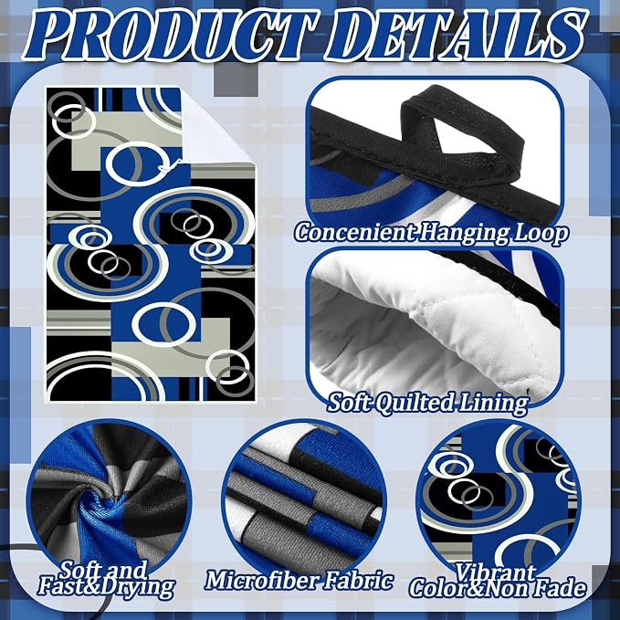 Jingmore 6 Pcs Kitchen Decor Set Accessorie Farmhouse Kitchen Towels Pot Holders Oven Mitts Set 2 Dish Towels 2 Pot Holders 2 Cooking Mittens Oven Glove for Cooking(Blue and Black,Geometric)